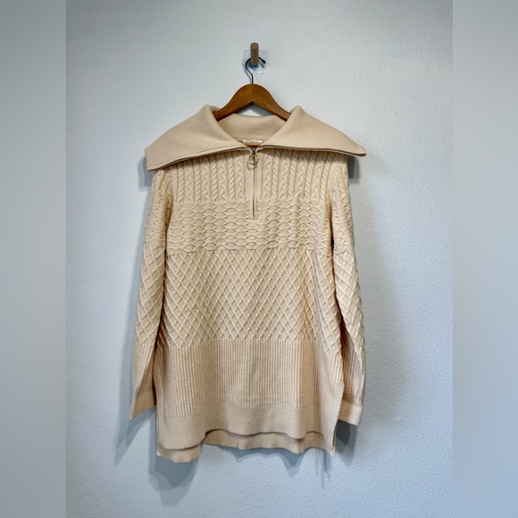 SSYS The Label Cream Cable Knit Half Zip Sweater S/M - Picture 3 of 6